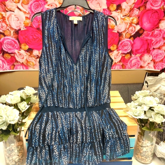 Michael Kors Women's Animal Print Peplum Top Elastic around waist Size Large - Picture 1 of 8